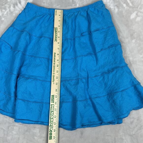 Soft Surroundings Skirt Womens PS Blue Linen Pull On Tiered Fairy Boho Whimsical - Picture 4 of 9